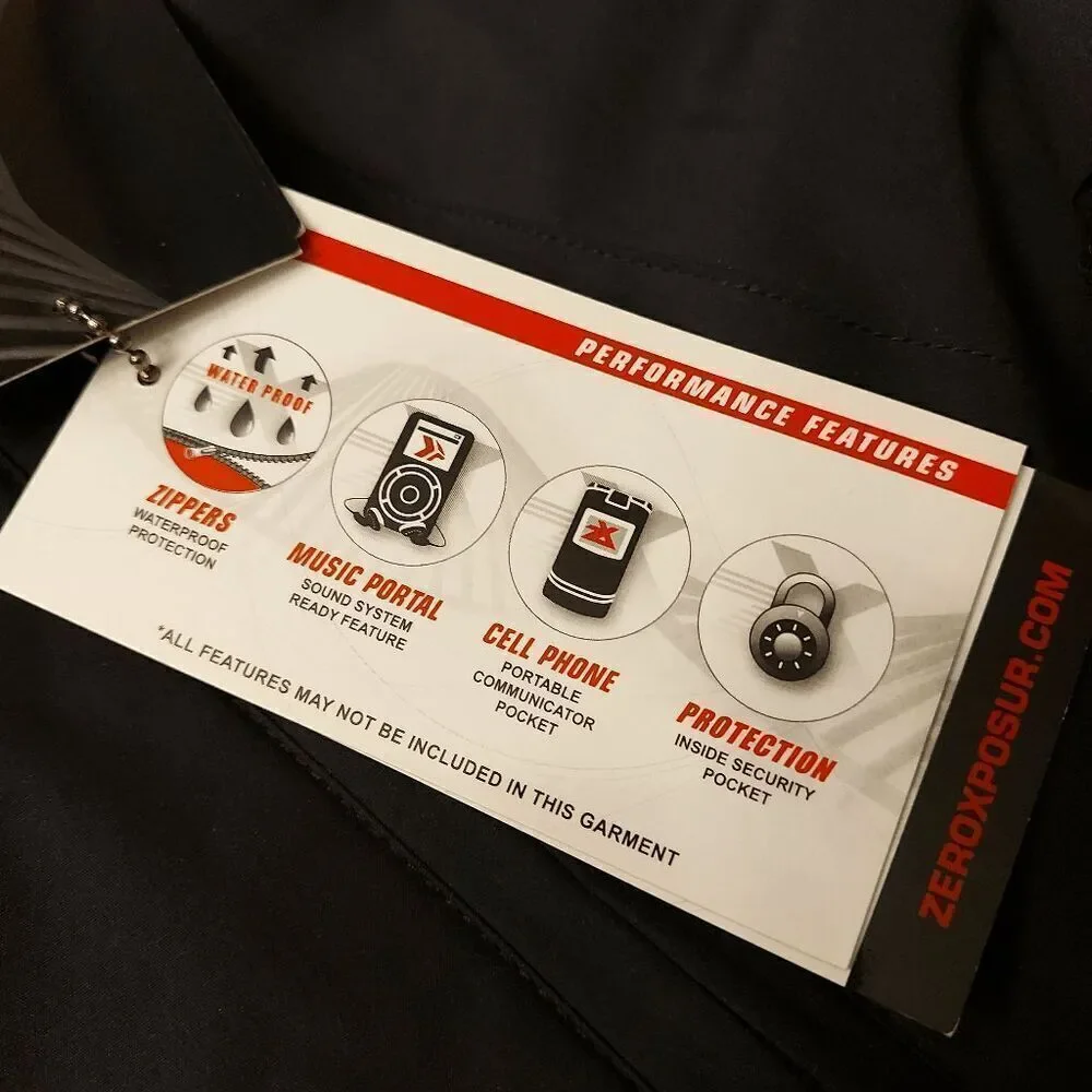 ZeroXposur Water Repellent Full Zip Jacket With Hood Black Grey Men's Size L
